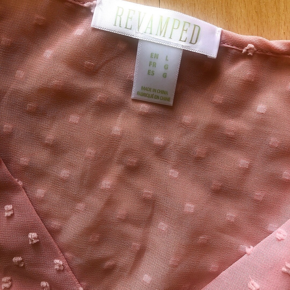 🍭🍭 Adorable Delicate Feminine Pink Blouse See Through Polka Dots Frills - Picture 9 of 10